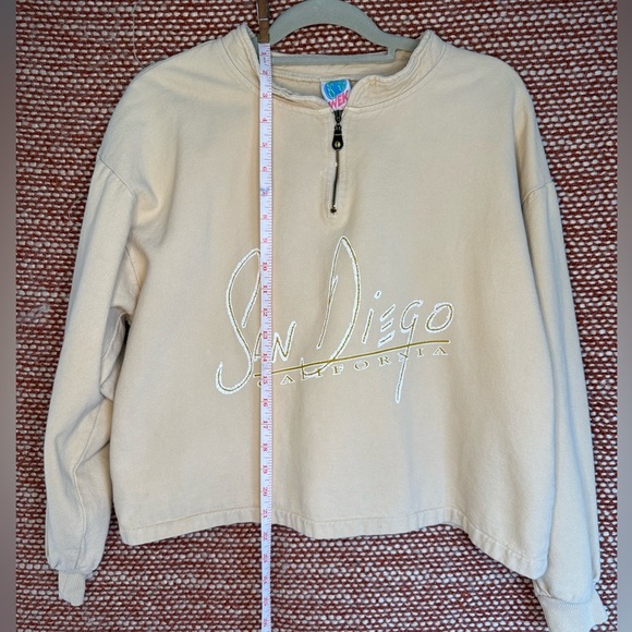 Vintage Beige Women's Half-Zip San Diego Sweatshirt - Picture 6 of 7